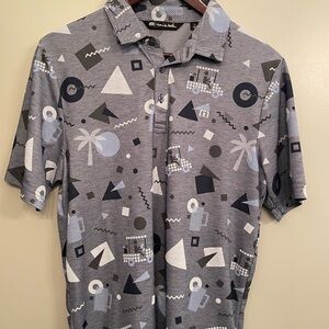 Travis Mathew Gray Geometric Polo Shirt